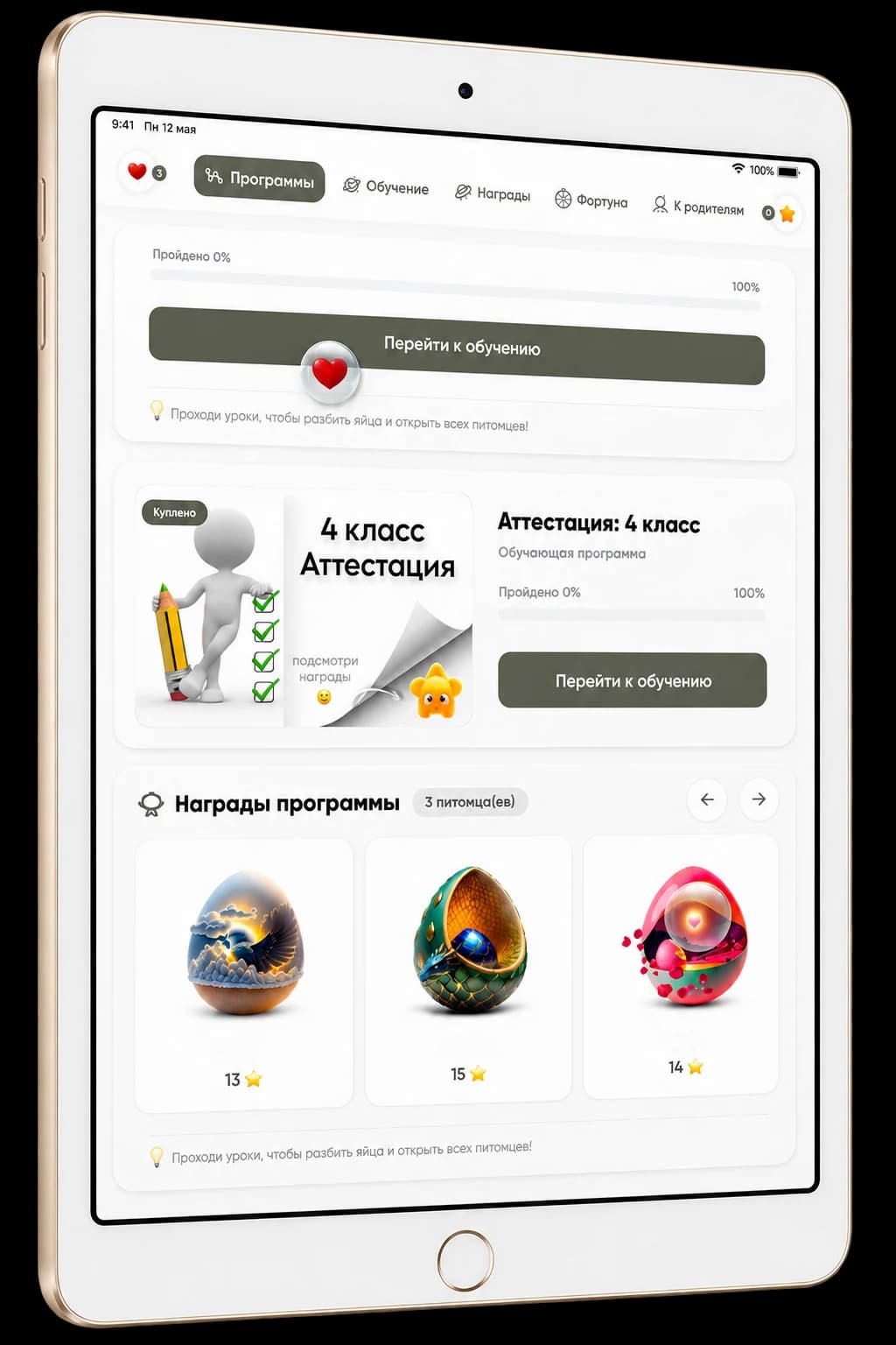 Программа аттестации на планшете